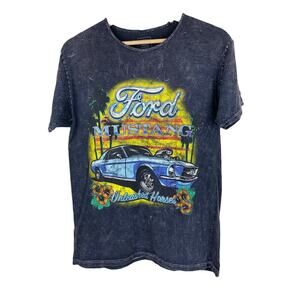 Ford Mustang Unleashed Horses Men's S Black Muscle Car T-Shirt